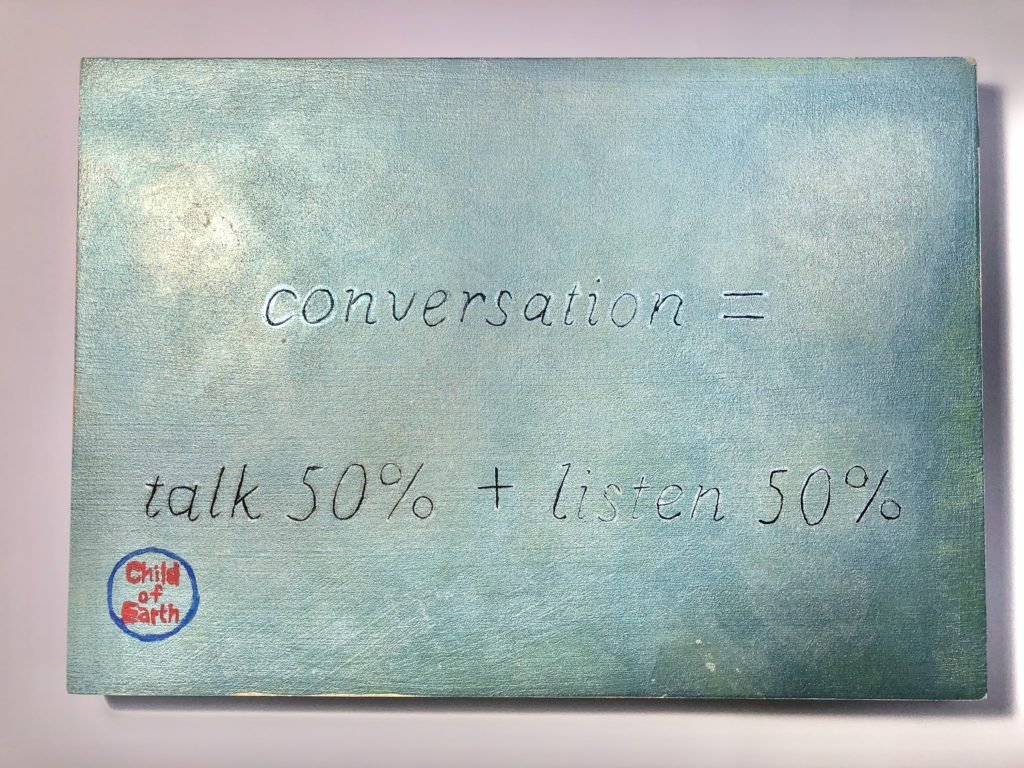 conversation talk 50 percent listen 50 percent communication artwork